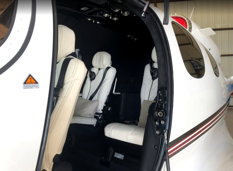 This one is set up for four, but an extra row of three seats can be added to the back.